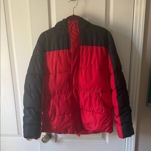 Boys Red and Black Puffer Jacket